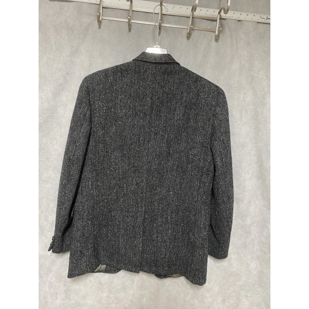 Jos A Bank Harris‎ Tweed Blazer Men 42R Gray Herringbone 3Btn Coat Jacket Luxury